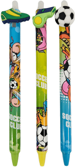 Radírozható zseléstoll, nyomógombos, 0,5mm, focis (HZ-1781)