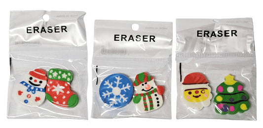 Karácsonyi radírok, 2 db/szett, többféle változat