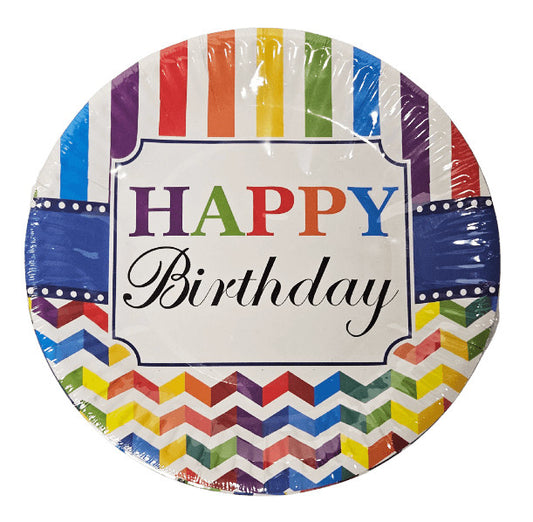 Boldog születésnapot papír tányér, 18cm-es, 20 db/csomag, Happy Birthday