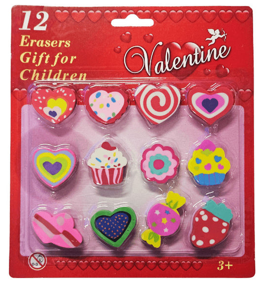 Valentin-napi radír szett (kb. 2,5x3cm), 12 db/szett