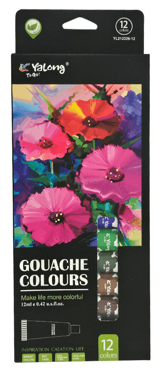 Goucha festék készlet, 12 db-os, 12x12ml, Yalong YL212226