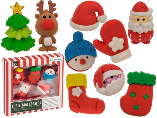 Karácsonyi radírok dobozban, 5 db/szett, többféle változat