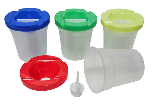 Ecsetmosó pohár, ecsettál, dugóval, többféle színben