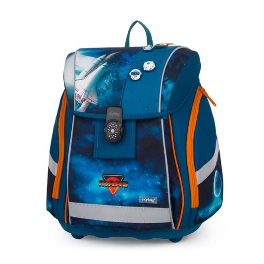 Space mágneszáras ergonómikus iskolatáska tolltartóval és tornazsákkal, Premium Light, Mars, kék