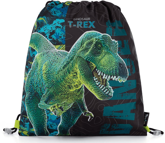 Dinoszaurusz tornazsák 30x37cm, T-REX, zöld-fekete