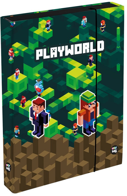 Minecraft mintás füzetbox A/4, jumbo, playworld, zöld-barna