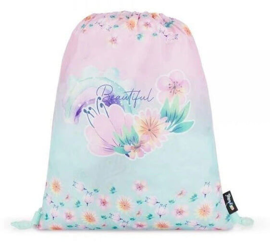 Virágos tornazsák 30x37cm, rózsaszín-zöld