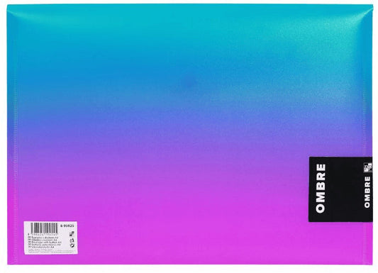 Irattartó tasak A/4, patentos, műanyag, OMBRE, türkiz-rózsaszín