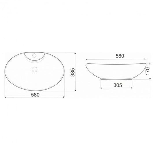 KR-139 kerámia design mosdó 58x38 cm, fényes fehér