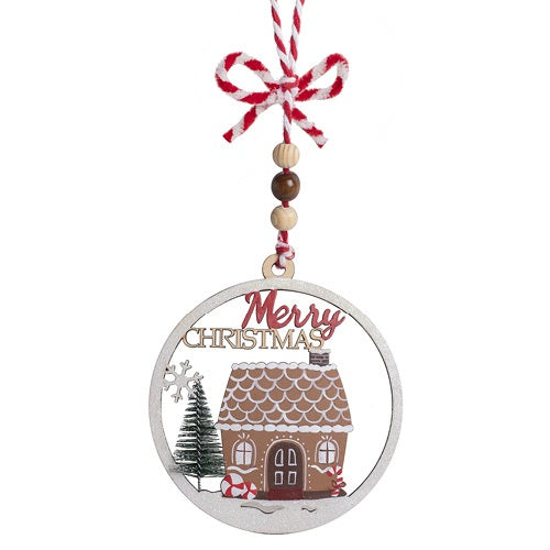 Karácsonyi fa kopogtató mézeskalács ház 13 cm