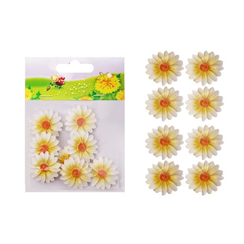 Kreatív dekoráció virágfej öntapadós 8 db/csomag sárga