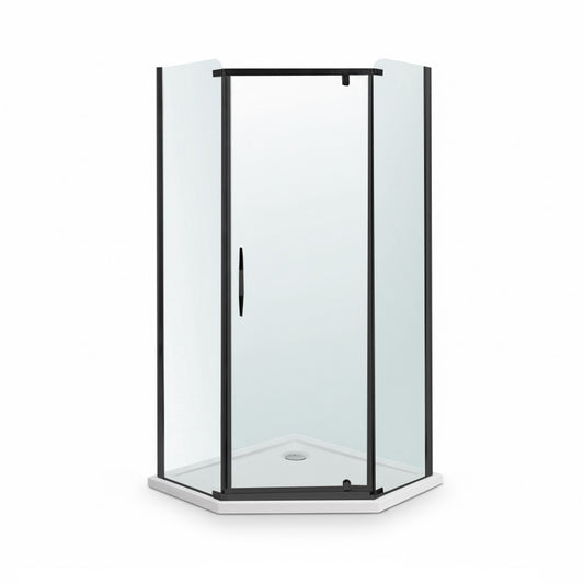 Celtic 100x100 cm ötszögletű zuhanykabin zuhanytálcával fekete