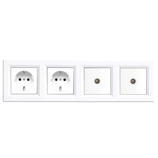 Nova IV kettő dugalj kettő TV csatlakozóval fehér kerettel