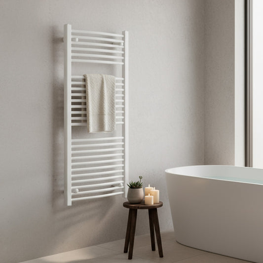 Íves törölközőszárító radiátor 1200x600 mm fehér