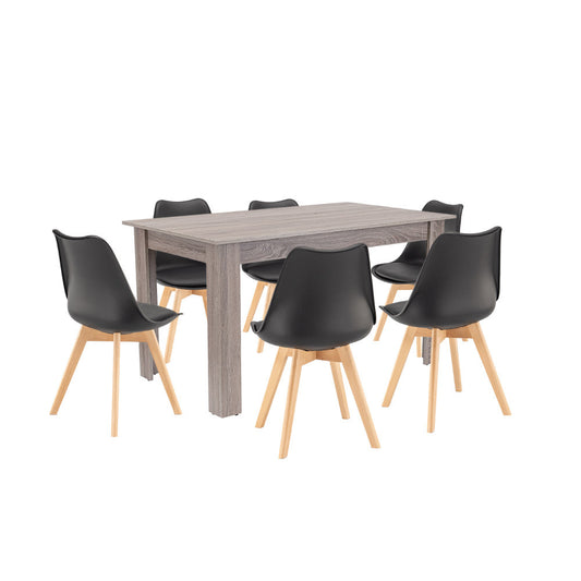 Zara 6+1 étkező garnitúra fekete-yorki tölgy