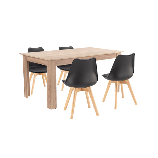 Lola 4+1 étkező garnitúra fekete-sonoma tölgy