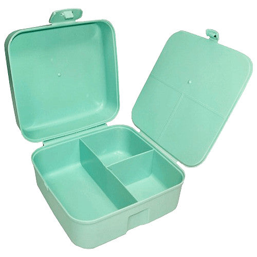 Pusheen cicás uzsonnás doboz, 14x14x8cm, zöld-rózsaszín