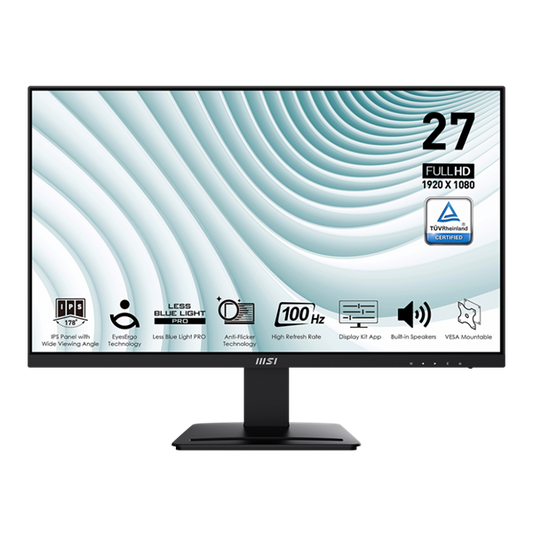 MSI Monitor Business PRO MP273A 27" FHD 1920x1080, IPS 16:9 100Hz, 1ms, 1000:1, HDMI, DP, VGA, Black