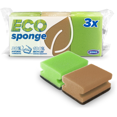 Mosogatószivacs BONUS formázott 9,5x7,1x4,5 cm 3 db/csomag