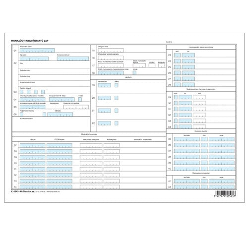 Munkaügyi nyilvántartó tasak A/4 fekvő -i