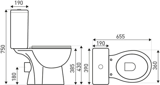 Niagara Duo monoblokkos rimless WC hátsó kifolyással ülőkével