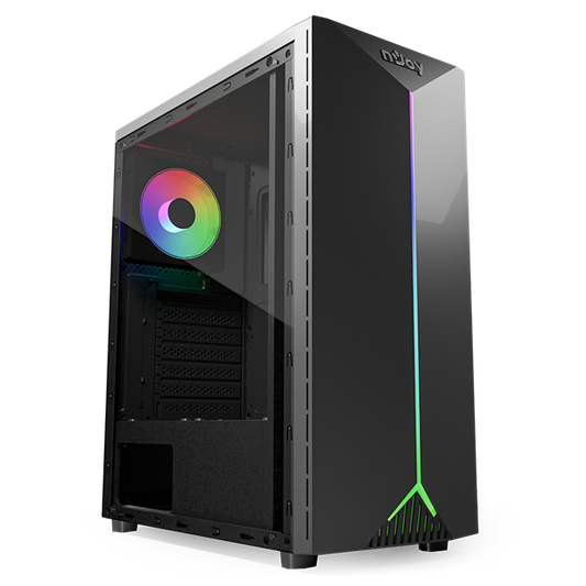 NJOY Ház Midi ATX ANIL Tápegység nélkül, USB2.0+3.0, Fekete RGB