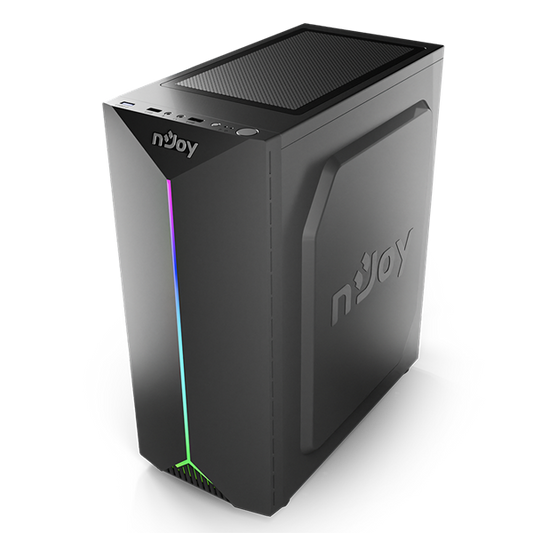 NJOY Ház Midi ATX ANIL Tápegység nélkül, USB2.0+3.0, Fekete RGB