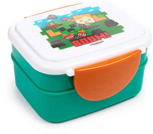 Minecraft mintás ételhordó, uzsonnás doboz szett, evőeszközökkel, Bento, Minecraft SSS… BOOM