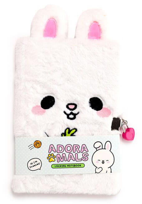 Nyuszis napló kulccsal, A/5, plüss borítóval, vonalas, Édes Állatok, Frances, a nyuszi