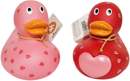 Szivecskés gumikacsák, fürdőjáték, 8x9x9cm, Amore, 2 féle