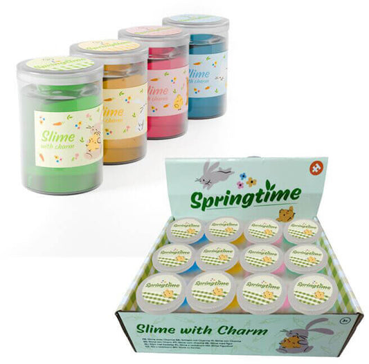 Slime 7cm-es műanyag palackban, húsvéti figurával, Springtime, 4 féle változat