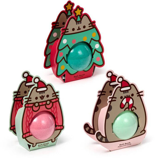 Pusheen cicás fürdőbomba, karácsonyi, többféle illatban, 1 db (XBATH85)