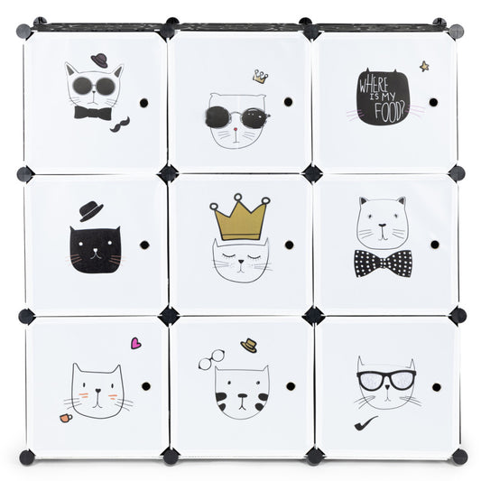 Macskás játéktároló szekrény, grafit színű 110x37x110 cm