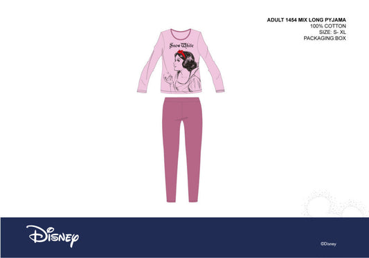 Disney Hófehérke női jersey pizsama - pamut pizsama - világosrózsaszín-lila - S