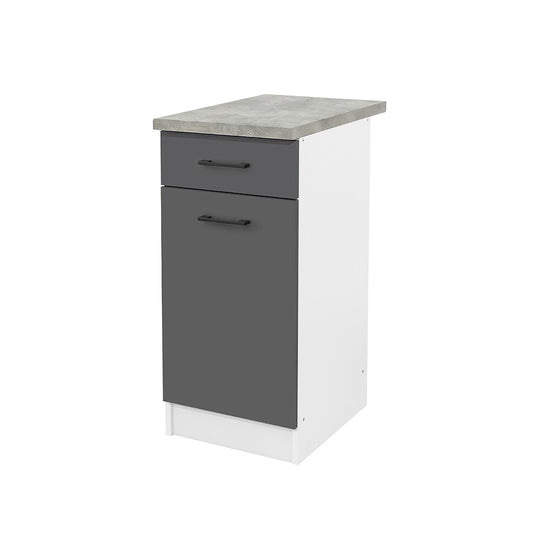 Praktik 40 alsó szekrény 1 ajtós 1 fiókos, fehér-antracit