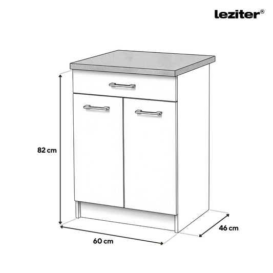 Praktik 60 alsó szekrény 2 ajtós 1 fiókos, fehér-antracit