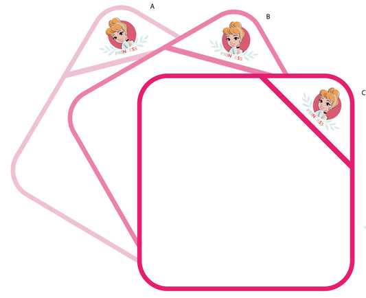 Disney Hercegnők kapucnis babatörölköző hímzett mintával - 70 x 70 cm - pink