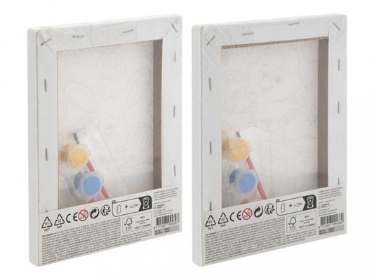 Festő szett gyerekeknek (vászon, festék, ecset), 20x15cm, húsvéti, 2 féle változat (nyuszi és csibe)