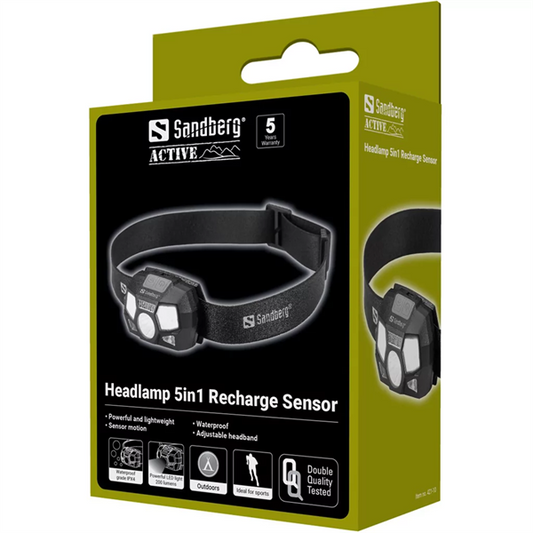 SANDBERG Fejlámpa, Headlamp 5in1 Recharge Sensor