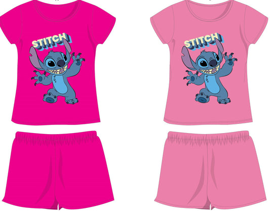 Disney Stitch pamut nyári együttes - póló-rövidnadrág szett - pink - 140