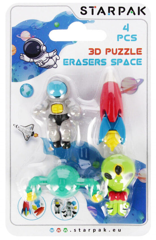 Radírok, 3D puzzle, 4 db-os, space