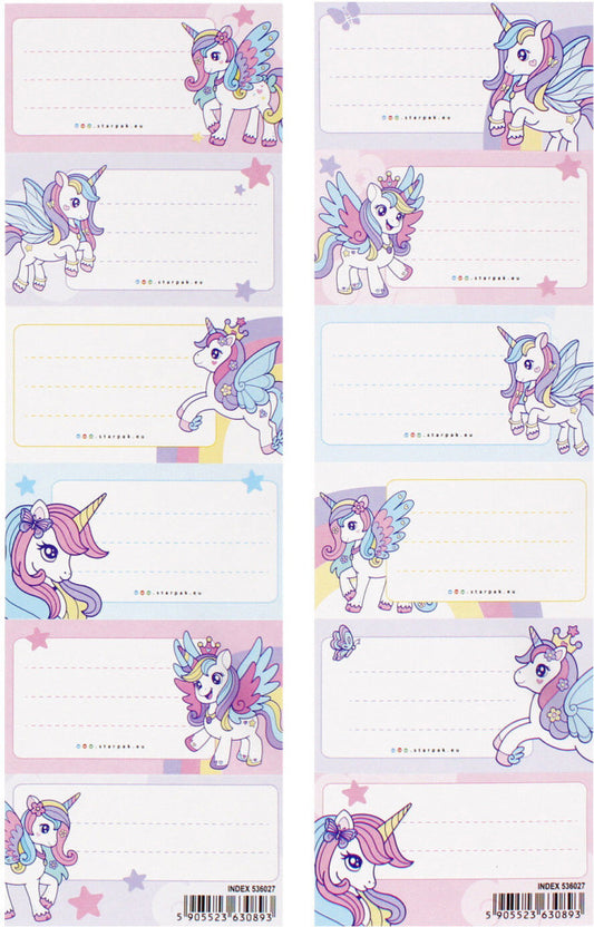 Unikornis füzetcímke 6 db/ív, Starpak, többféle változat