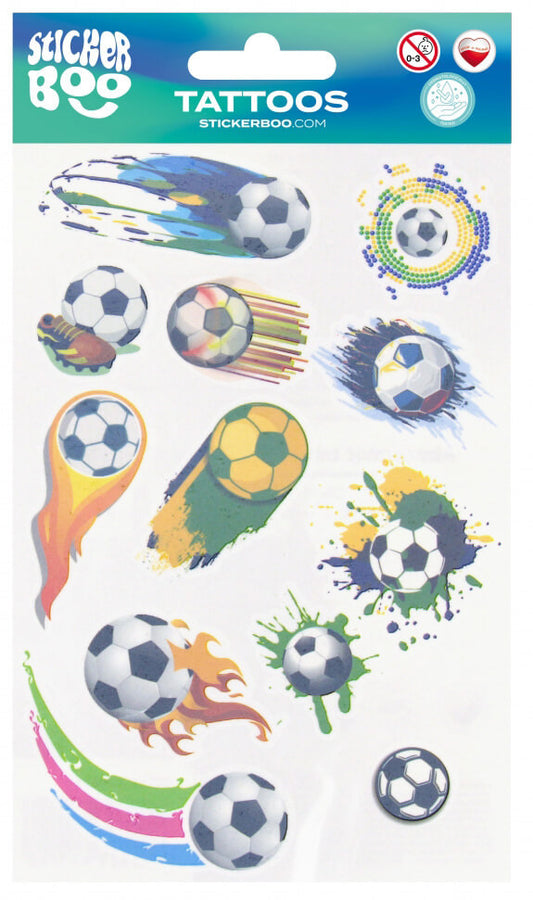 Tetoválás matrica szett, focilabdák 10x17,5cm, Sticker Boo