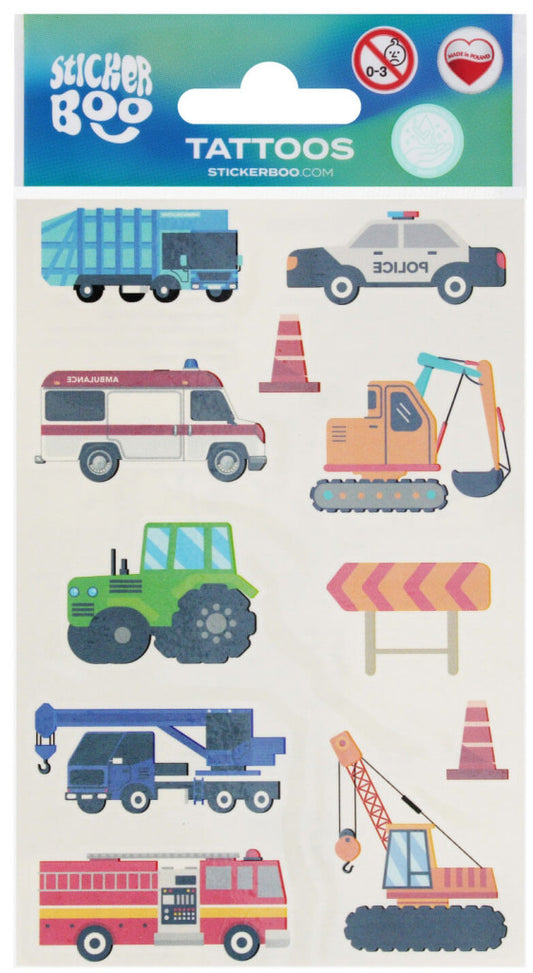 Tetoválás matrica szett, munkagépek 10x17,5cm, Sticker Boo