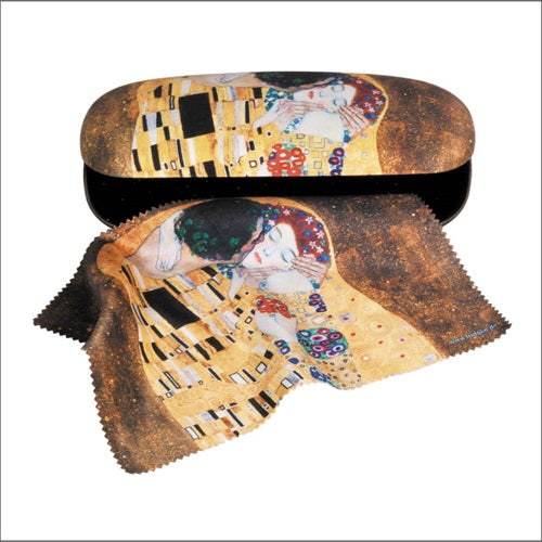 Szemüvegtok Fridolin Gustav Klimt ´A csók´ törlőkendővel