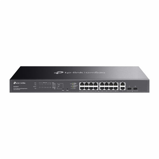 TP-LINK Switch 18x1000Mbps (16xPOE+) +2xGigabit SFP kombó Fémházas Easy Smart (Omada), ES220GMP