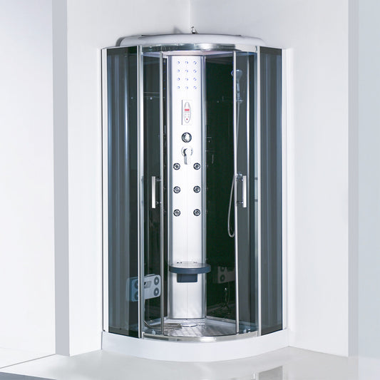 Vital Black 90x90 cm íves hidromasszázs zuhanykabin