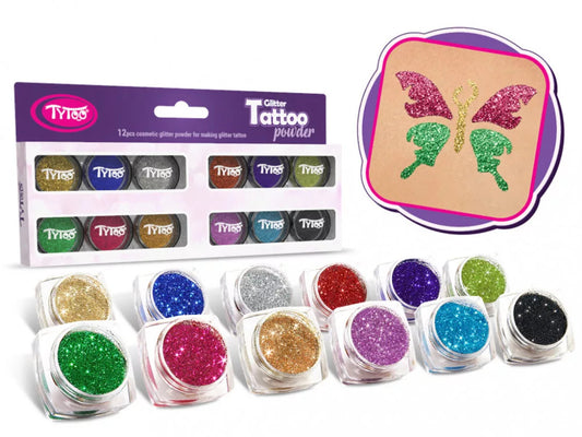 Csillámporkészlet, 12 db-os, 12x2,5 ml, top színek