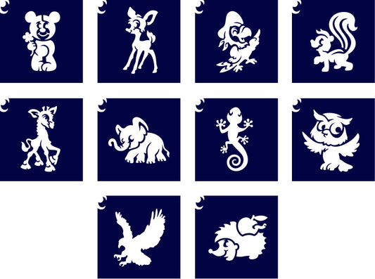 Sablonok, 10 db-os, állatos (CTMS-0078)