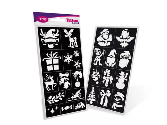 Karácsonyi testfestő sablon szett 23 db mintával csillámtetováláshoz